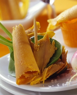tapas foie gras sur fruit et légumes