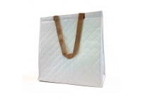 White cooler bag with golden handles