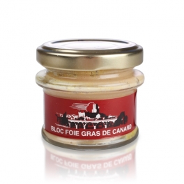 Block of duck’s foie gras in a jar