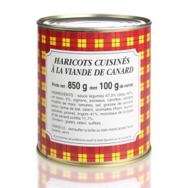 Haricots cuisinés à la viande de canard