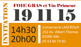 Vous êtes de passage à Albi ? Venez-nous rencontrer à l'occasion du vin primeur.